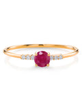 10K Yellow Gold Red Ruby and White Lab Grown Diamond Engagement Ring D192959