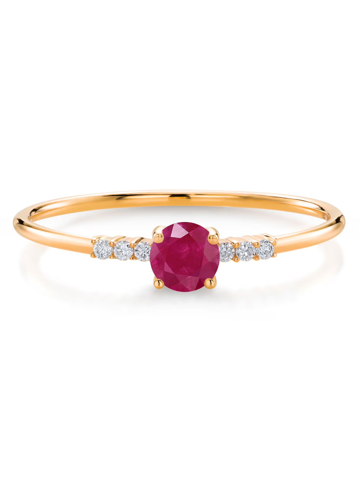10K Yellow Gold Red Ruby and White Lab Grown Diamond Engagement Ring D192959