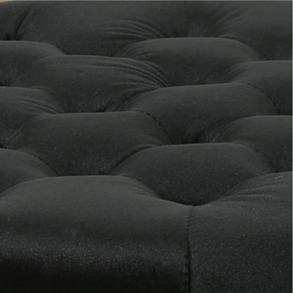 Black Velvet Tufted Ottoman T691