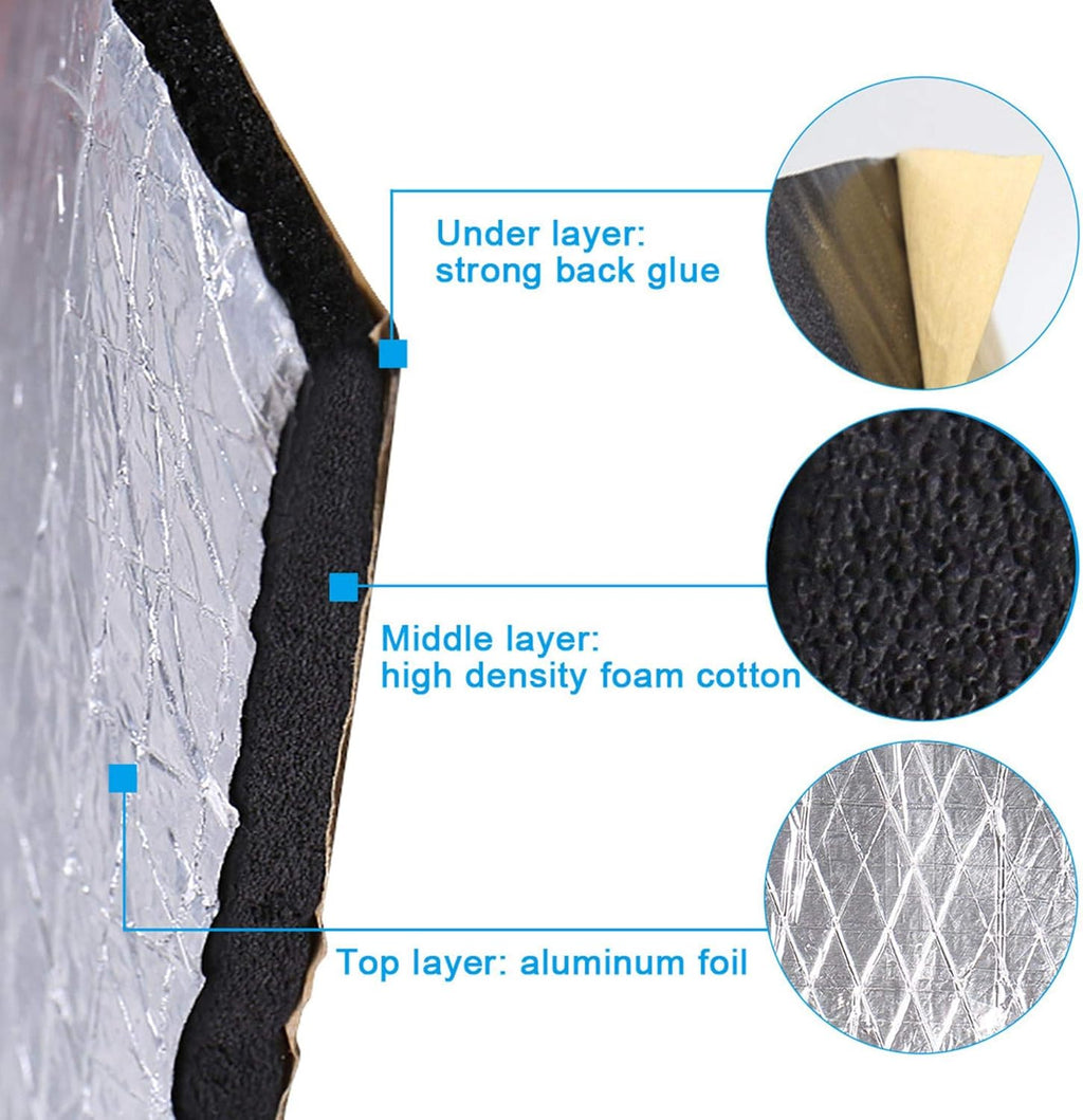 10.76sqft Heat Sound Deadener Insulation Mat Pack of 2 G681