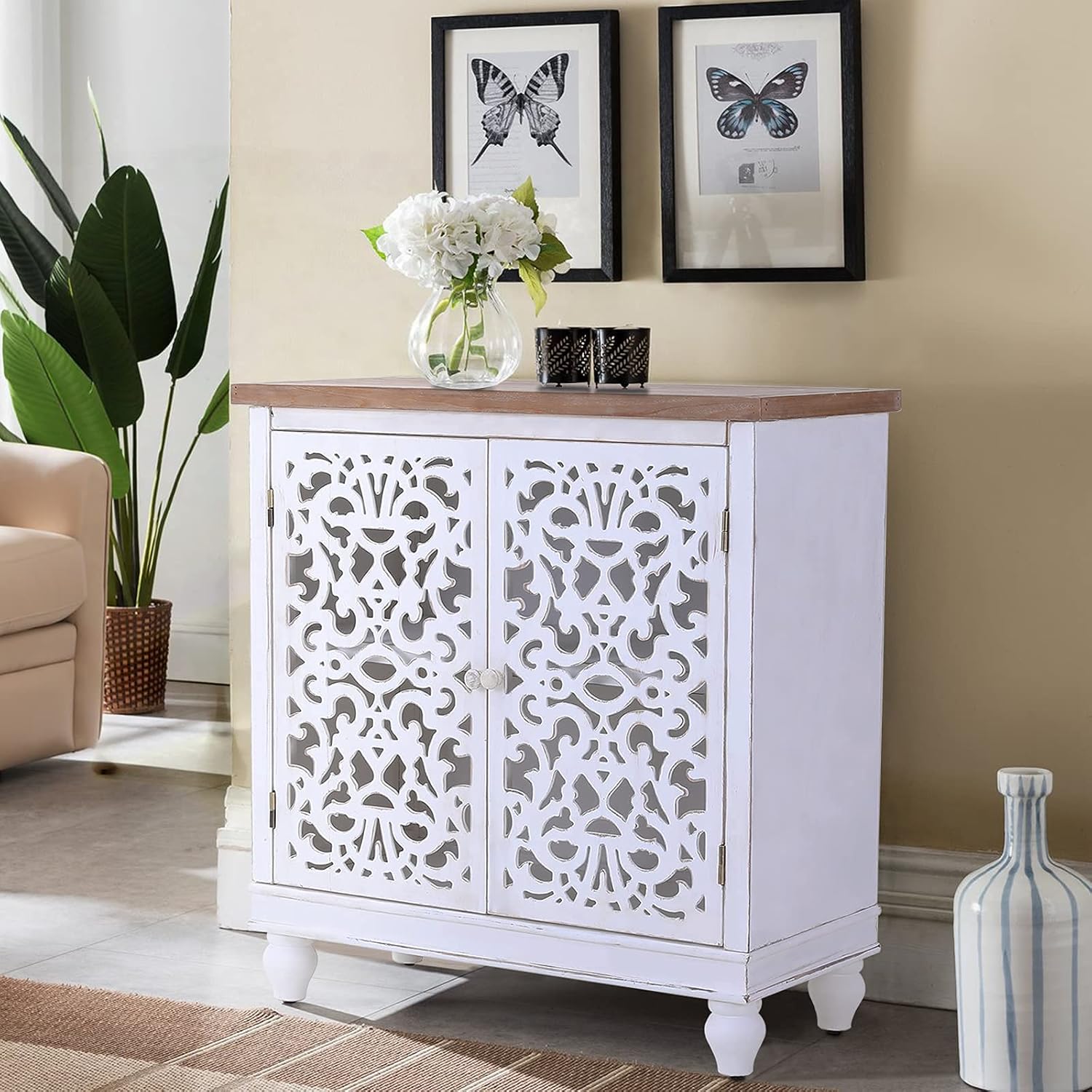 Carved Accent Cabinet with Doors Y973688