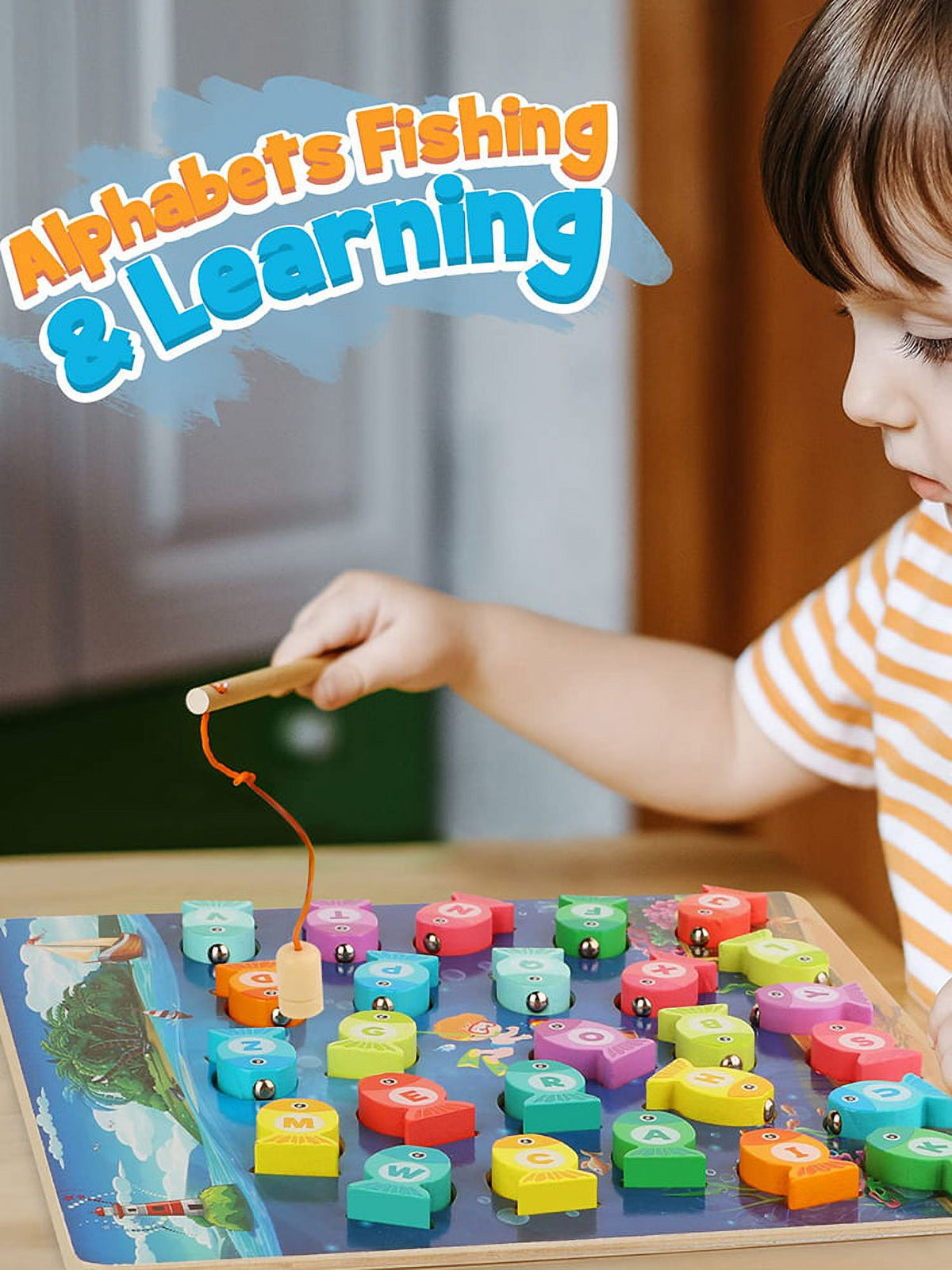 Magnetic Wooden Fishing Game Toy with Letters H26916