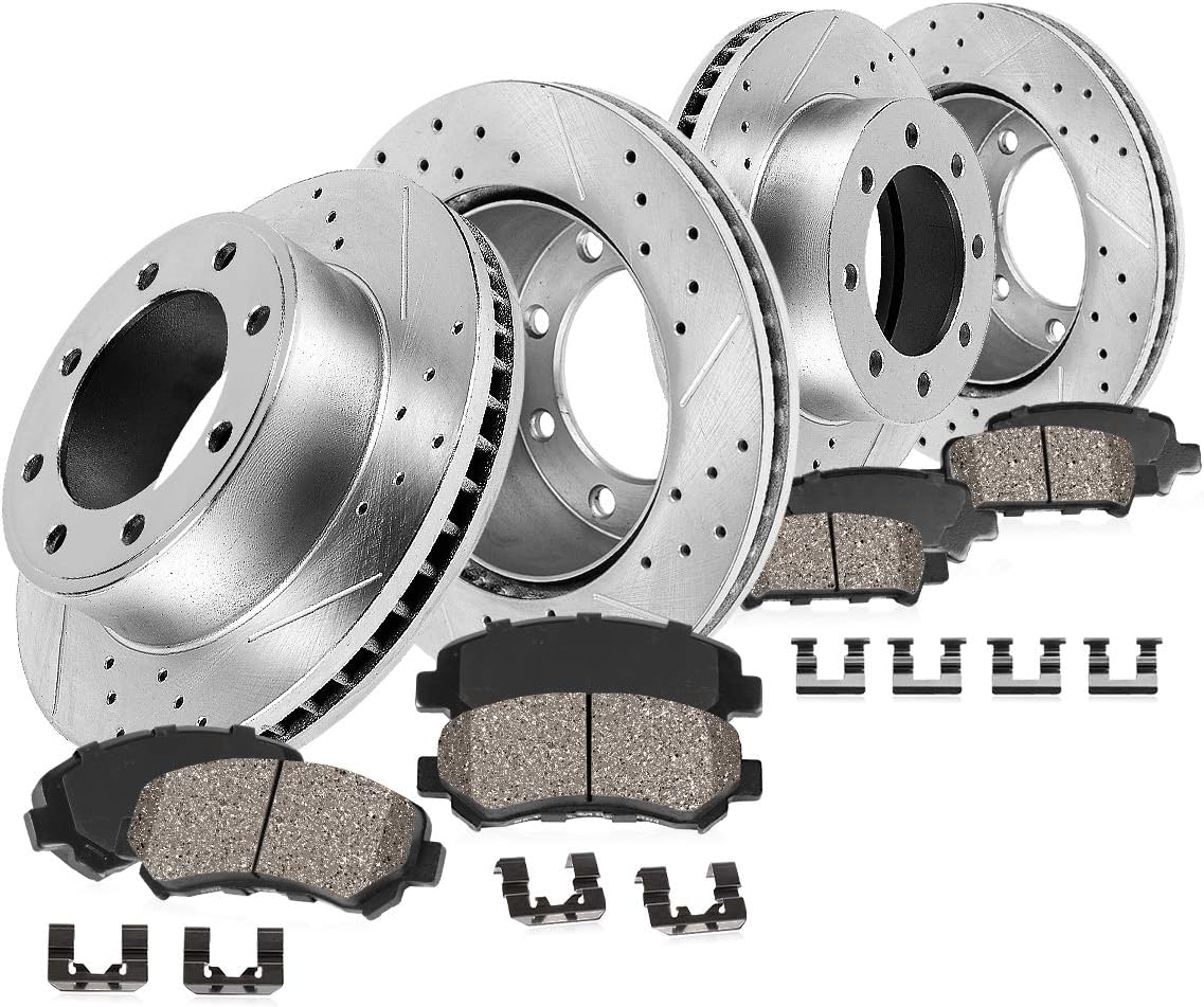 8 Lug Rotors + Ceramic Pads + Clips E5710
