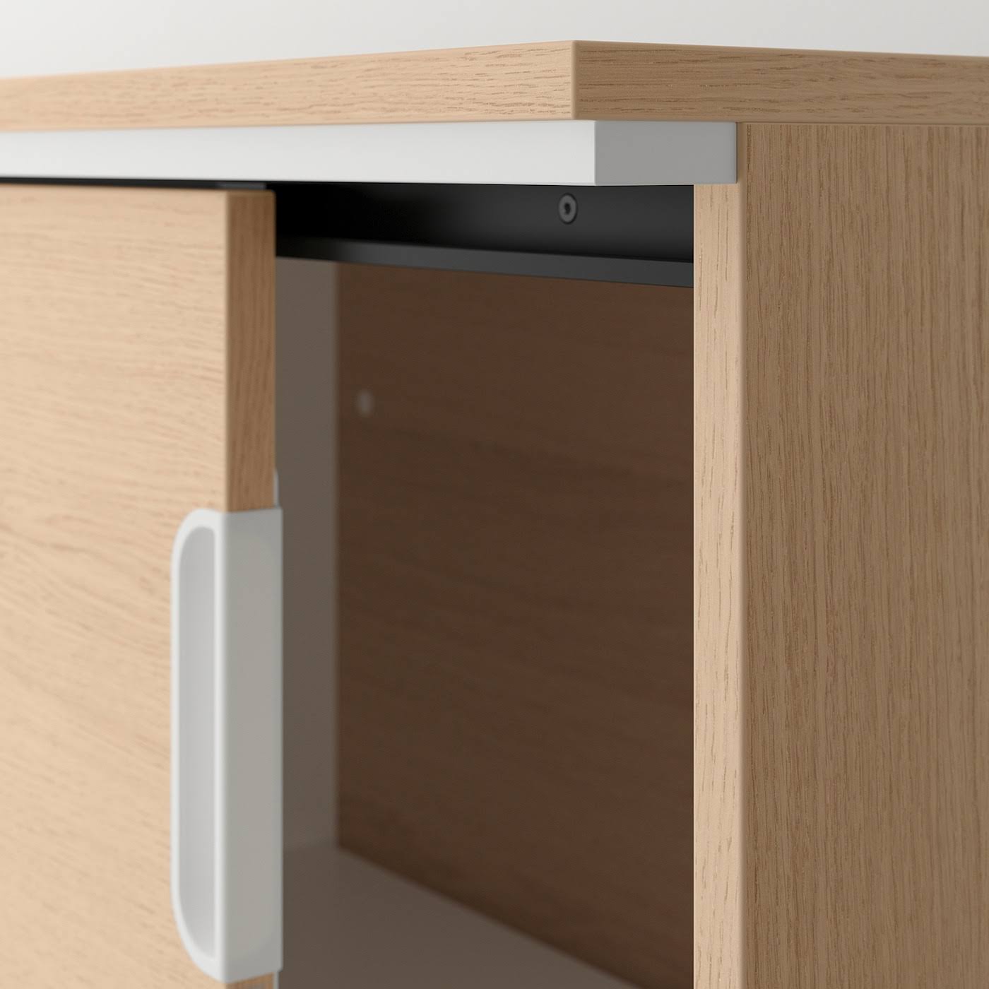 White Stained Oak Veneer Cabinet with Sliding Doors K4651
