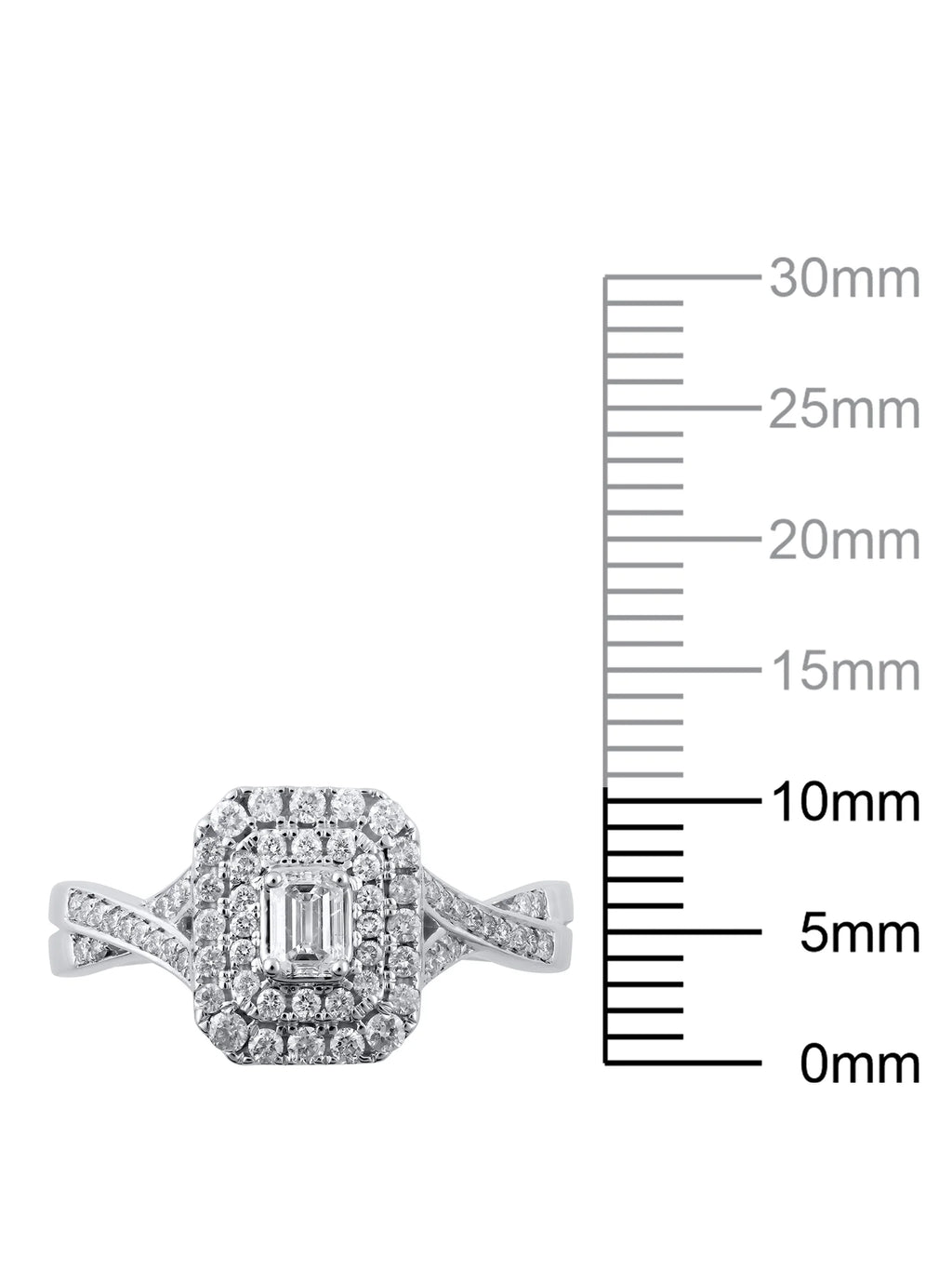 10kt White Gold Emerald Cut Diamond Engagement Ring I423
