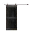 Charcoal Black Stained Wood Interior Sliding Barn Door with Hardware Kit A395015