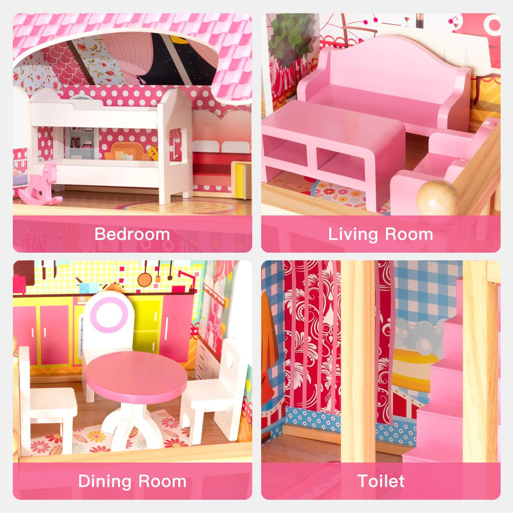 Dollhouse Toy Family House with 7 pcs Furniture L297