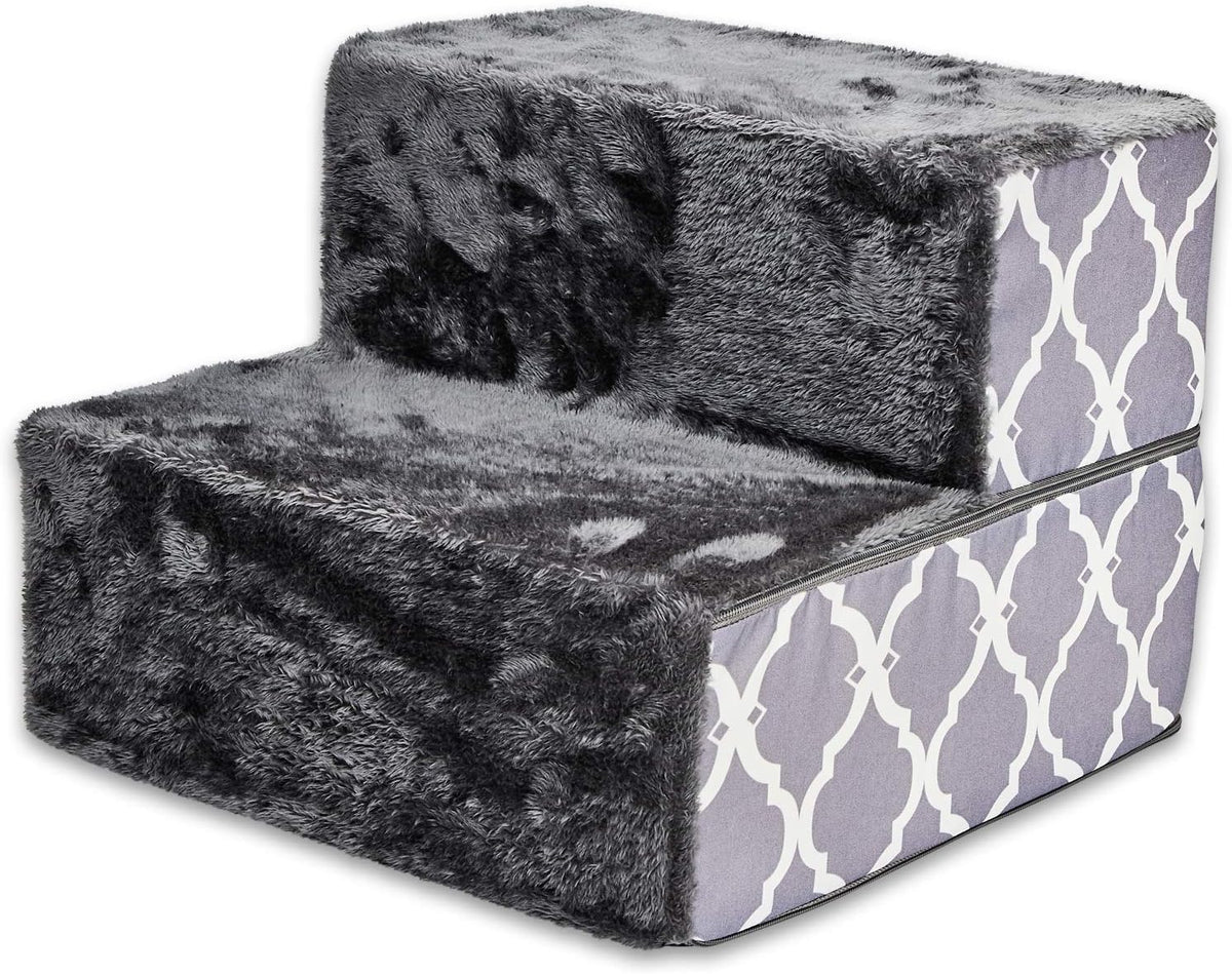 Ash Gray Linen 3-Steps Pet Stairs Pack of 2 T7148