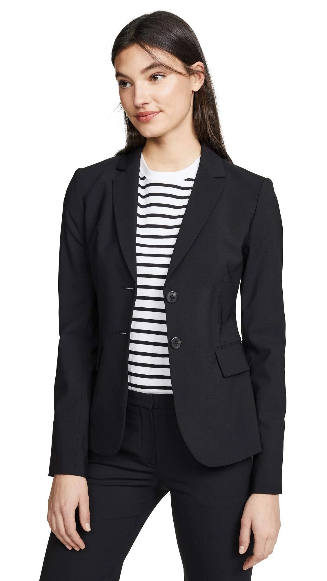 Black Wool-Blend Blazer O846