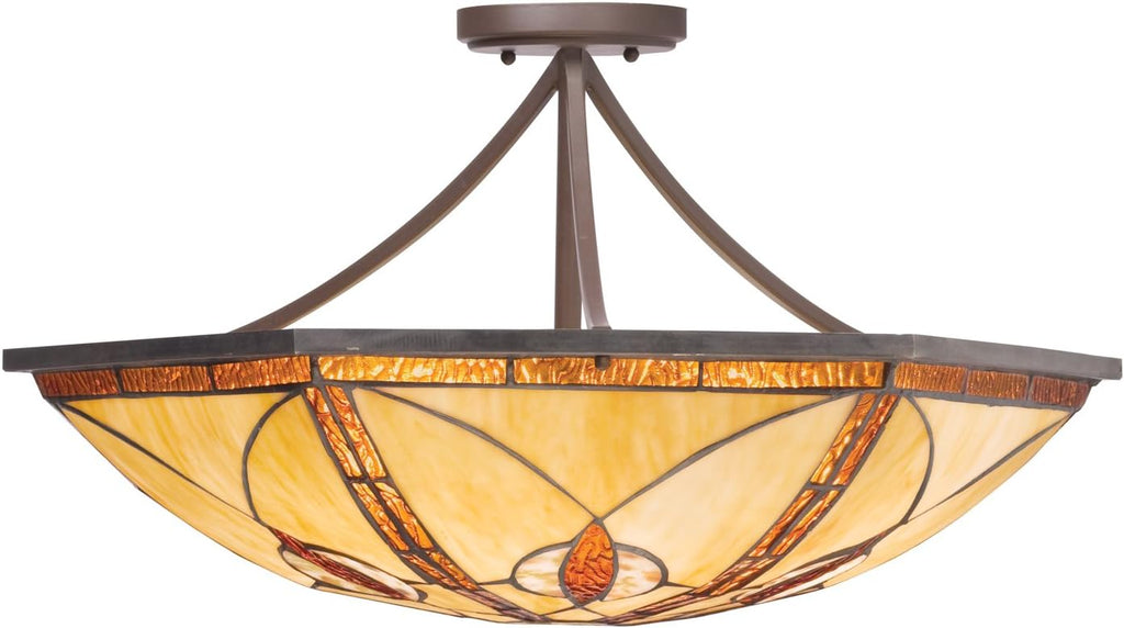 4-Light Cat's Eye Art Glass Convertible Pendant/Semi-Flush Ceiling Light T7377