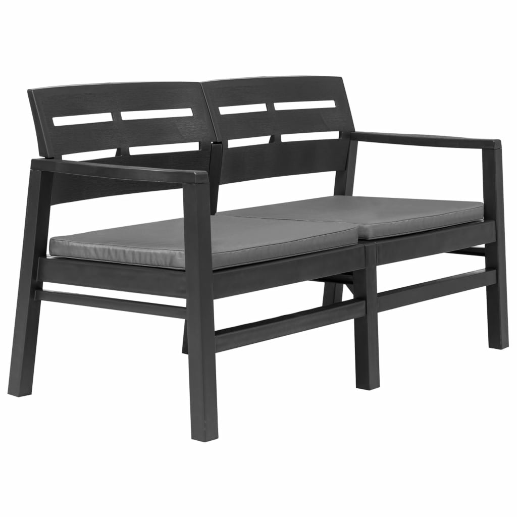 4 Piece Patio Lounge Set with Cushions, 2 Armchairs and Coffee Table Plastic Outdoor Sectional Sofa Set D70877