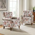 Pink Floral Upholstered Accent Armchair Set of 2 E592937