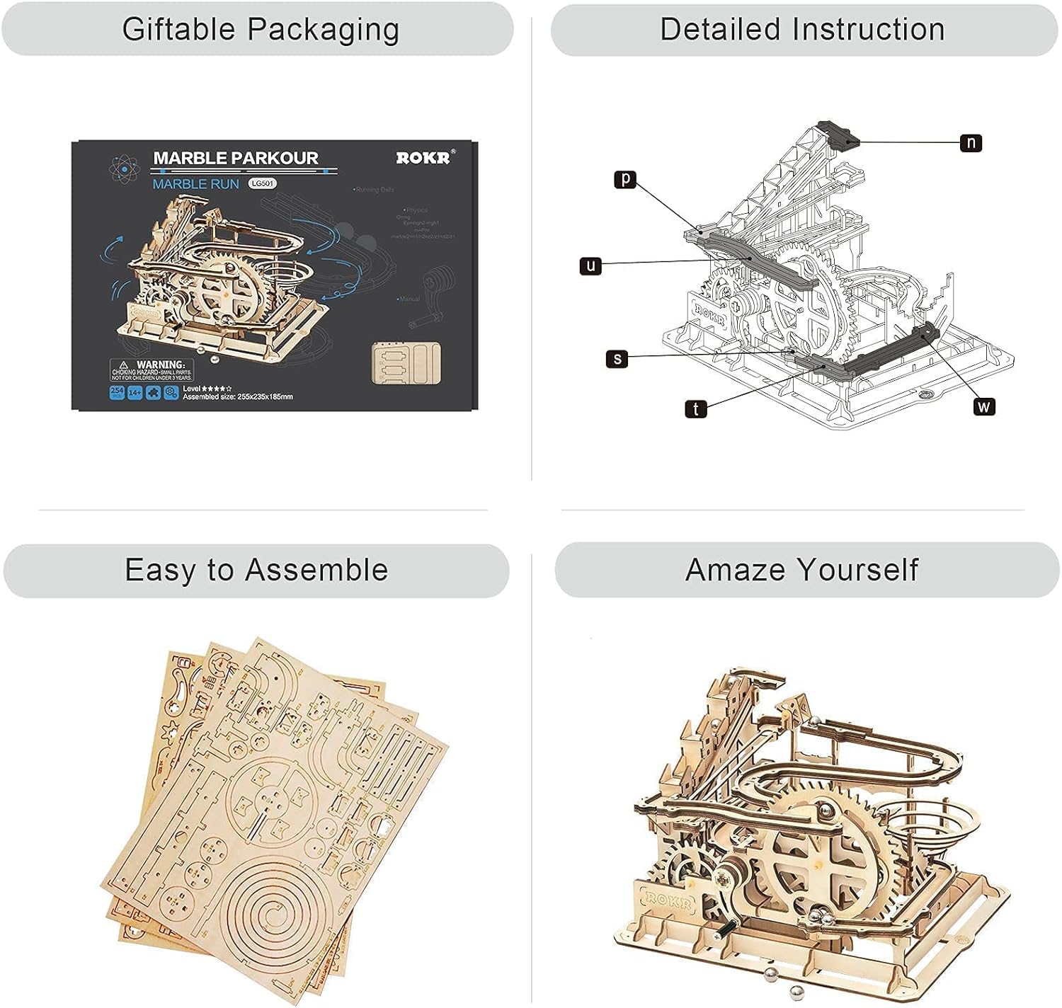 3D Wooden Puzzles Marble Run Kit Treasure Box Pack of 2 E1852