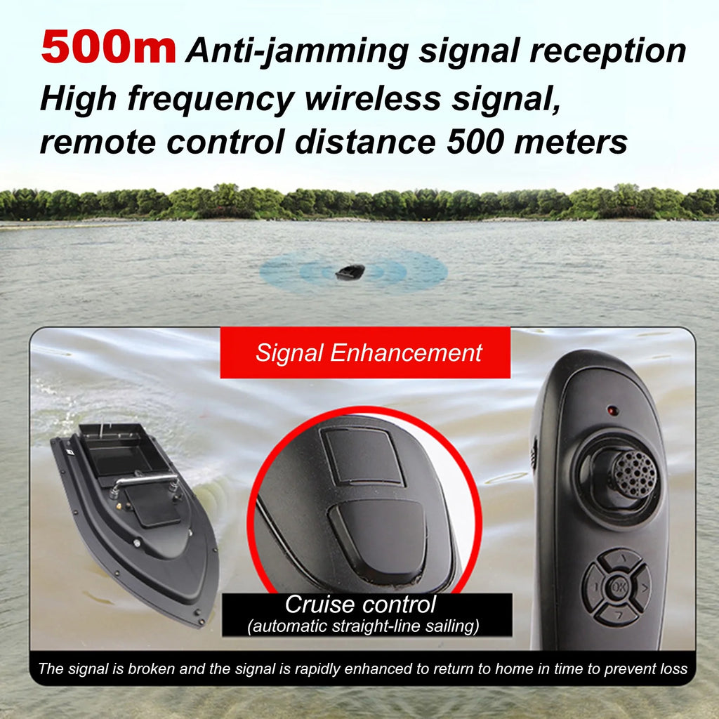 RC Fishing Bait Boat with Fish Finder, 0.75kg Loading, 500M Remote Control, Double Motor, Night Light, 12000mah Battery F56952