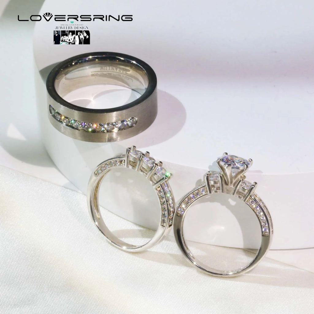 Sterling Silver Diamond Wedding Ring Set O55903