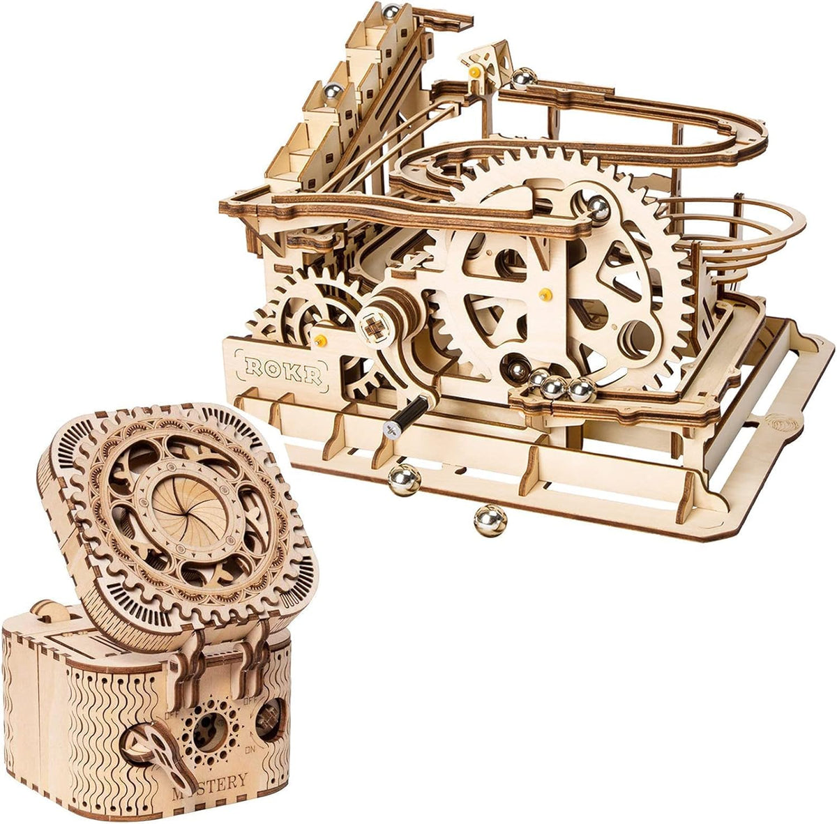 3D Wooden Puzzles Marble Run Kit Treasure Box Pack of 2 E1852
