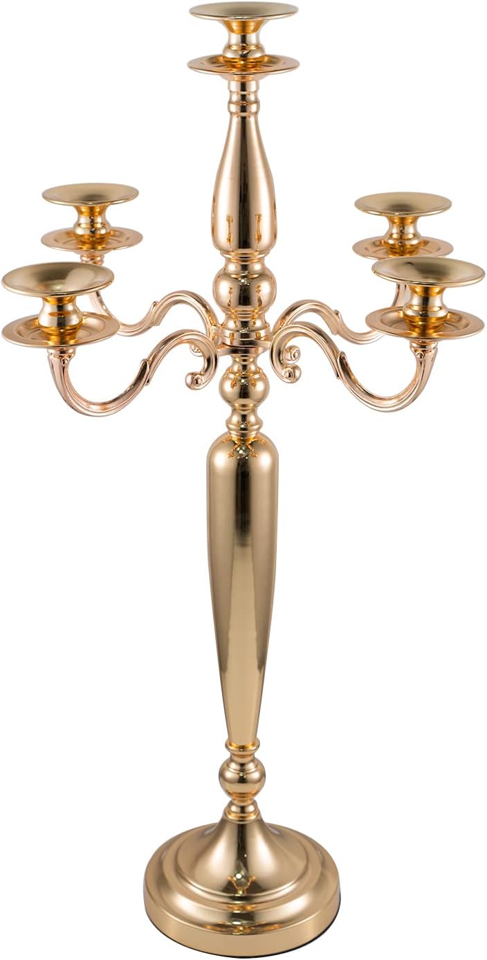 Gold 5 Arms Taper Candle Holder B8869