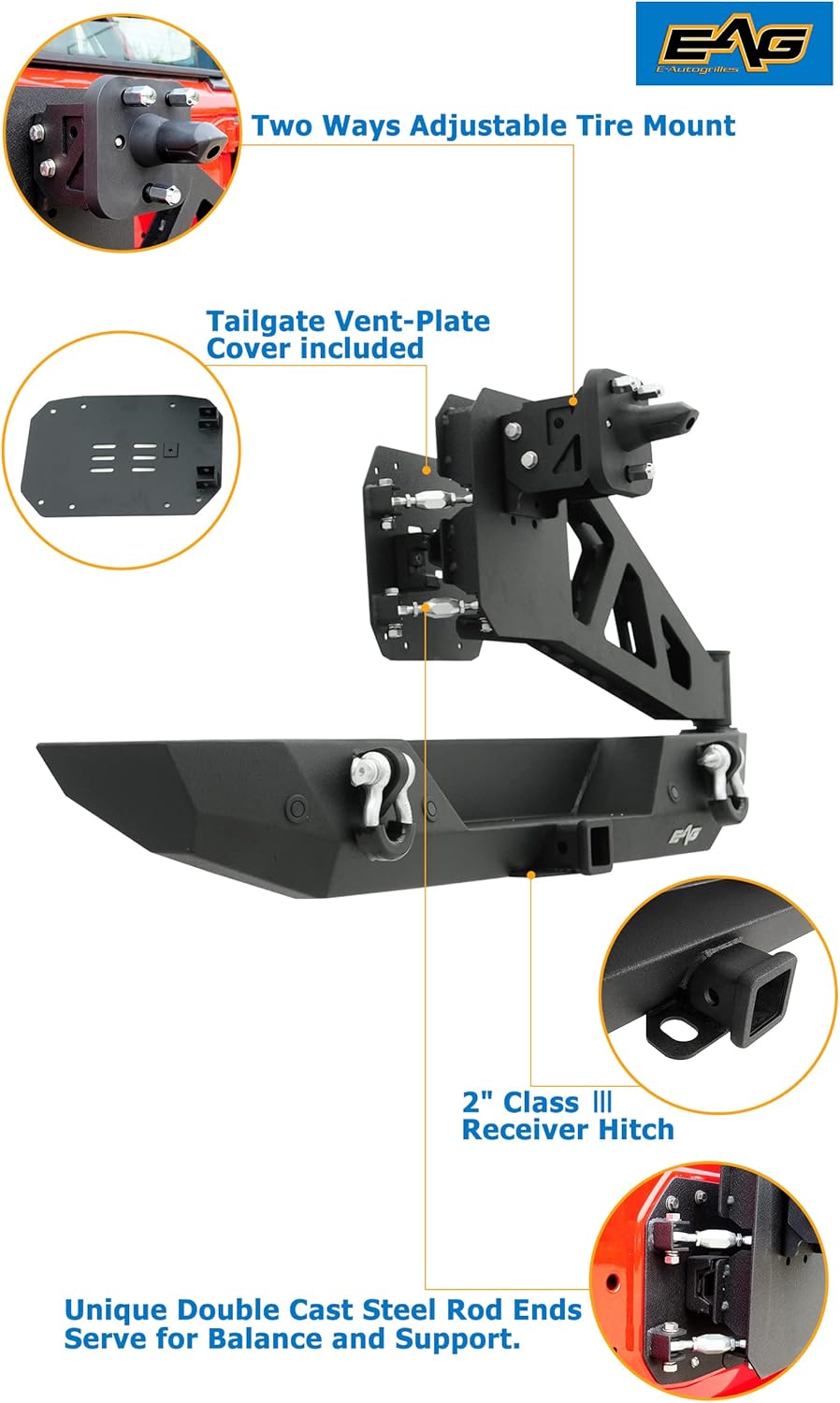Rear Bumper with Spare Tire Carrier Swing Away W17741