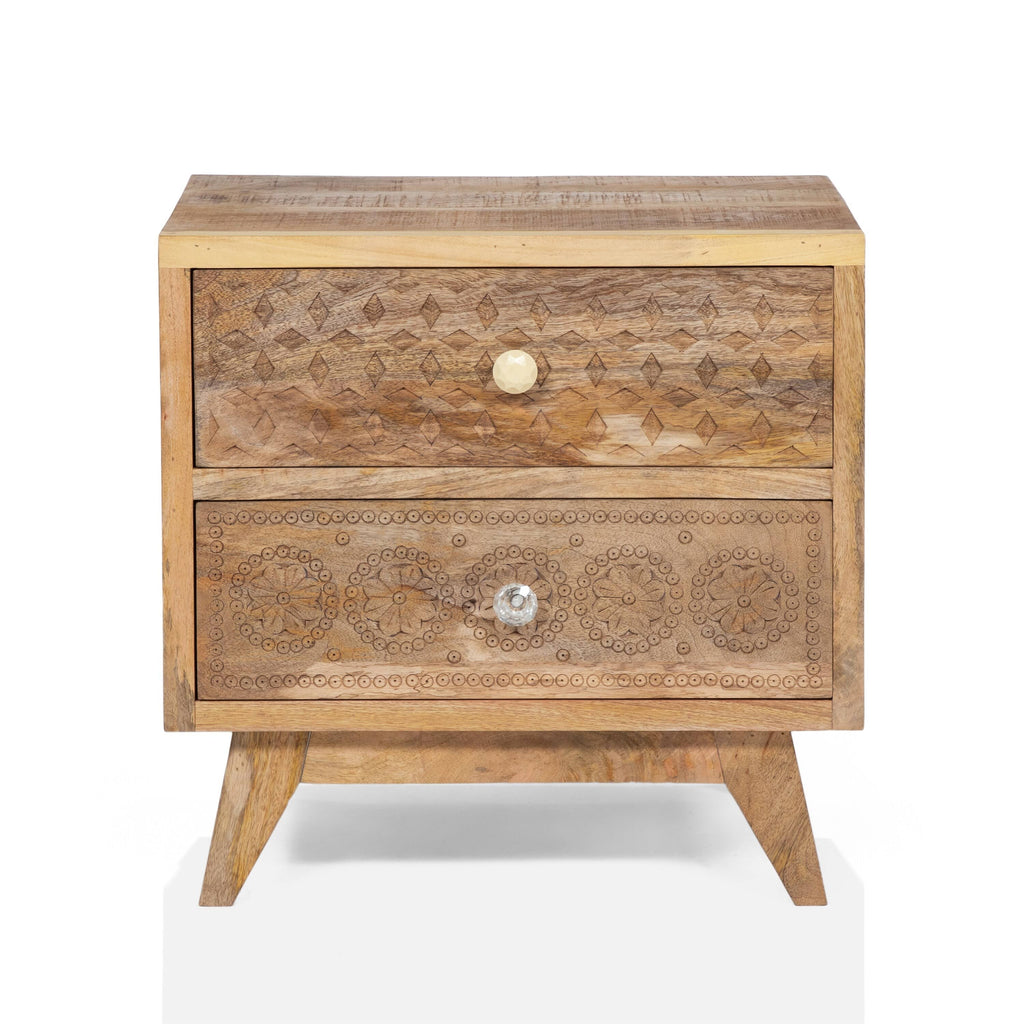 Solid Wood Nightstand (Set of 2) - Weathered Light Natural Tone E119