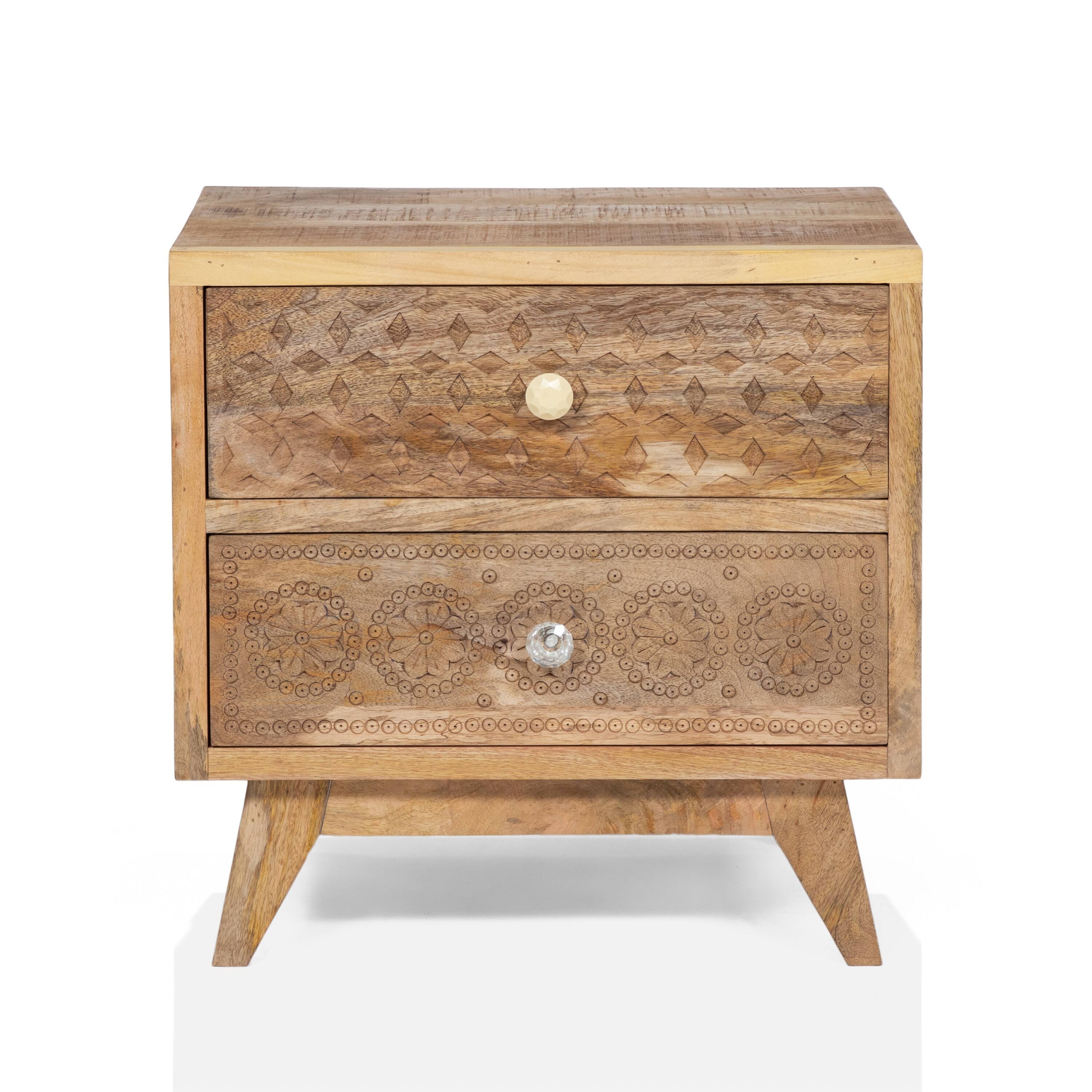 Solid Wood Nightstand (Set of 2) - Weathered Light Natural Tone E119