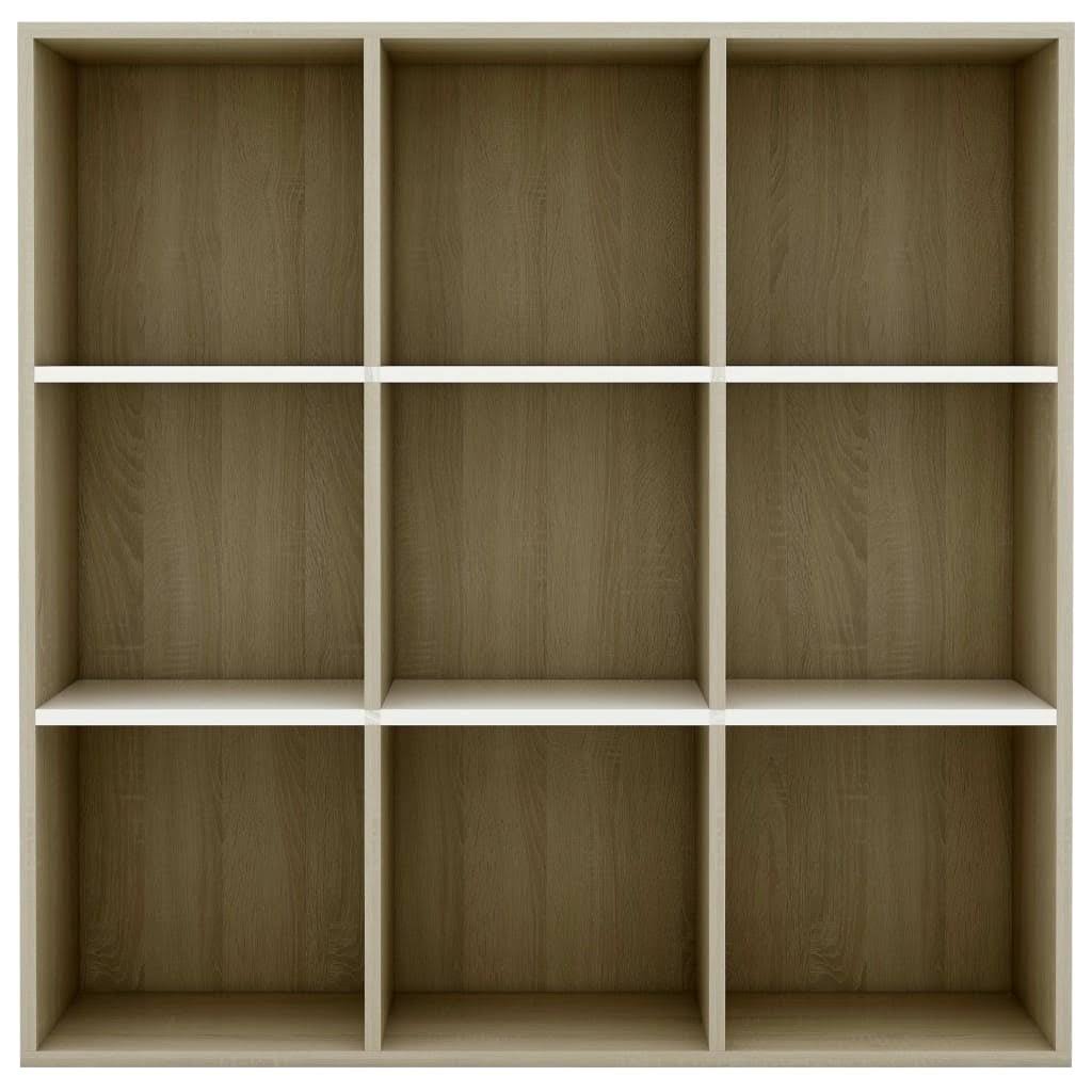 White and Sonoma Oak Chipboard Book Cabinet S51837