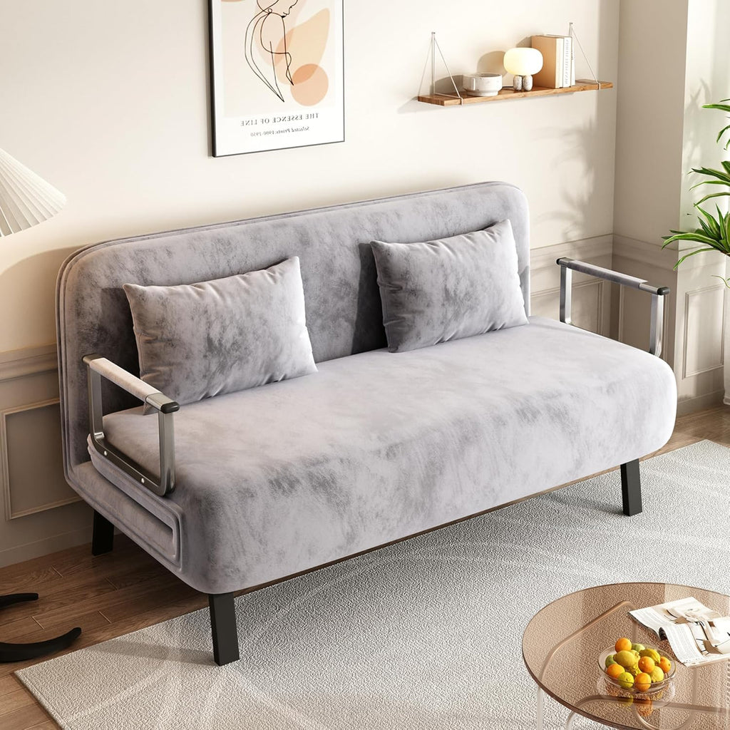 Folding Chair Bed Convertible Sleeper Sofa with Adjustable Backrest and Pillow F6702