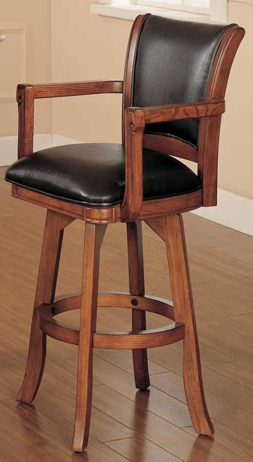 Medium Brown Oak Swivel Arm Bar Stool Q52104