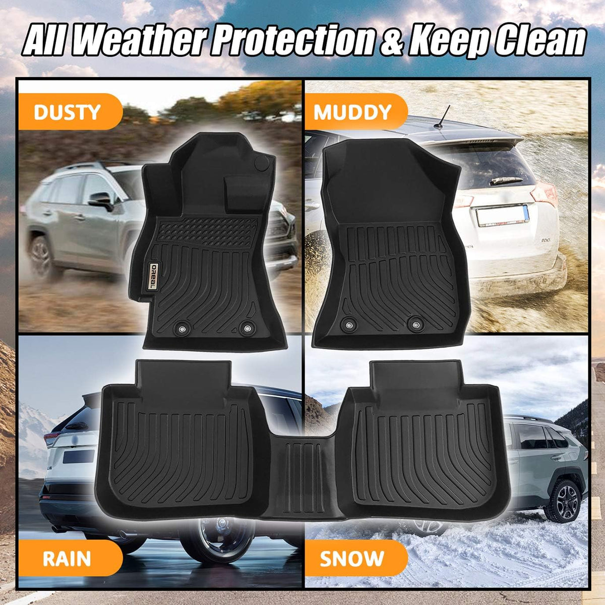 Black Heavy Duty All Weather Floor Mats W94983