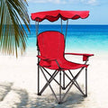 Red Portable Folding Beach Canopy Chair with Cup Holders E281