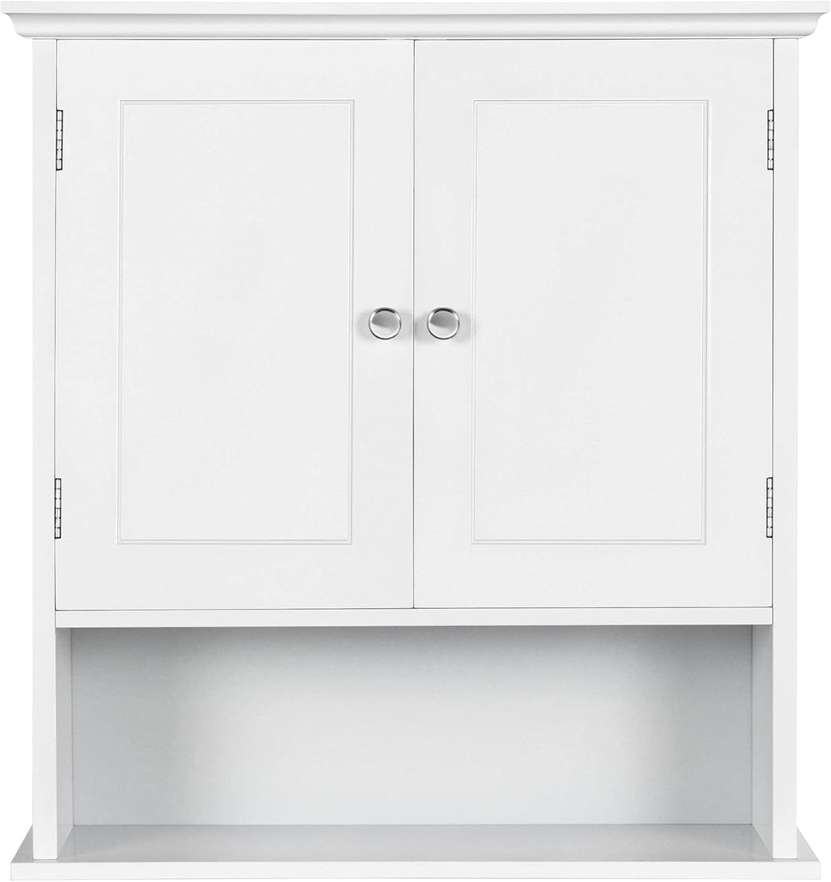 White Two-Door Wall Cabinet with Open Storage Cube and Inner Adjustable Shelf V199815