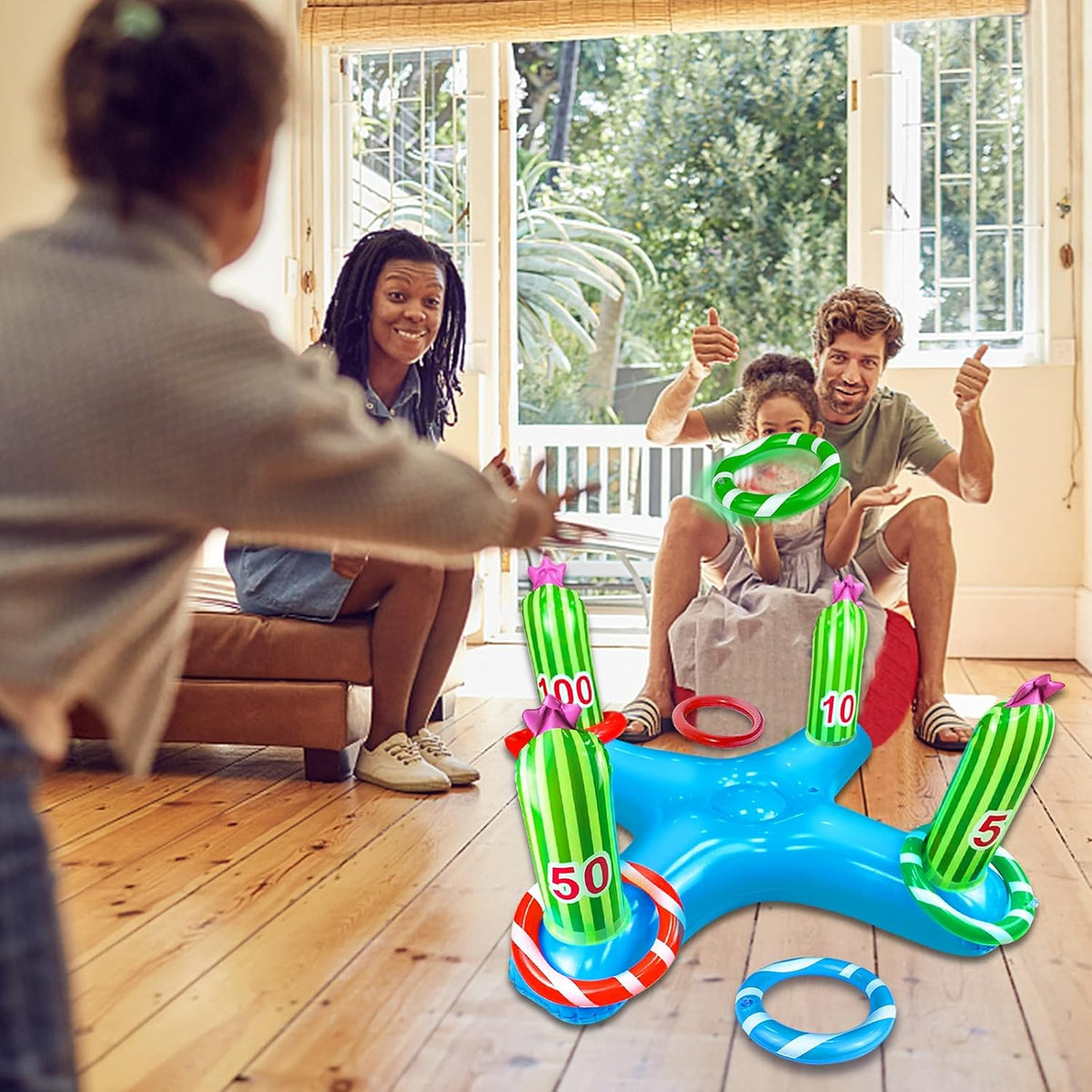 Giant Inflatable Cactus Ring Toss Party Game Toys (4 Rings) S423330