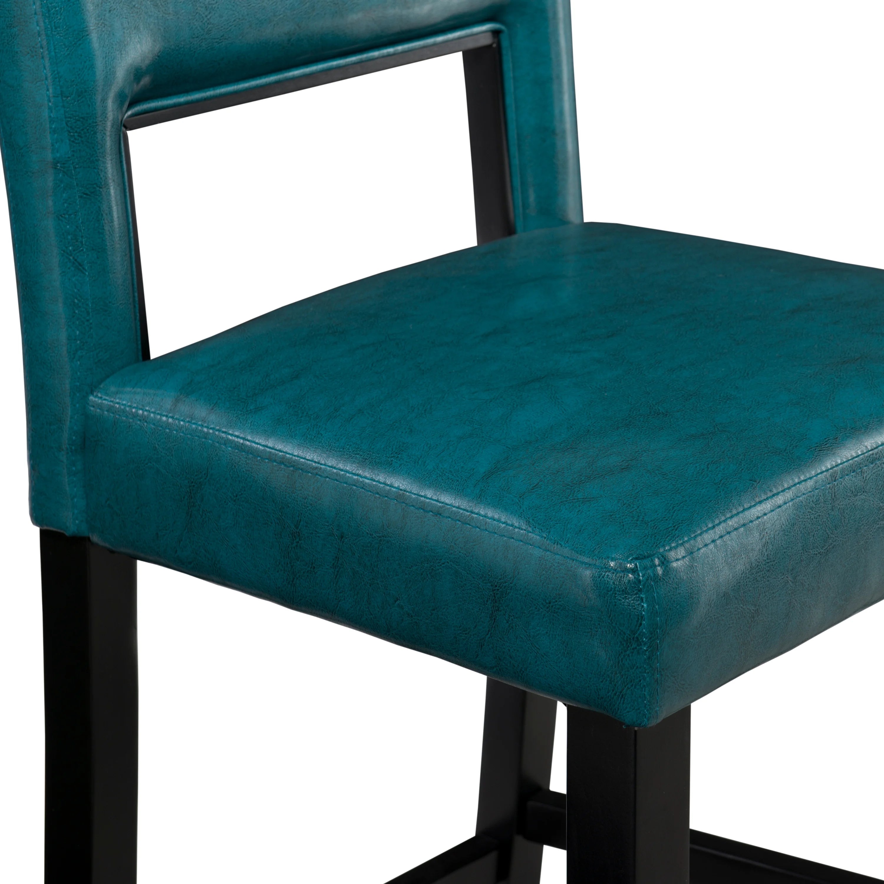 24" Wood Counter Stool, Aegean Blue Faux Leather F627