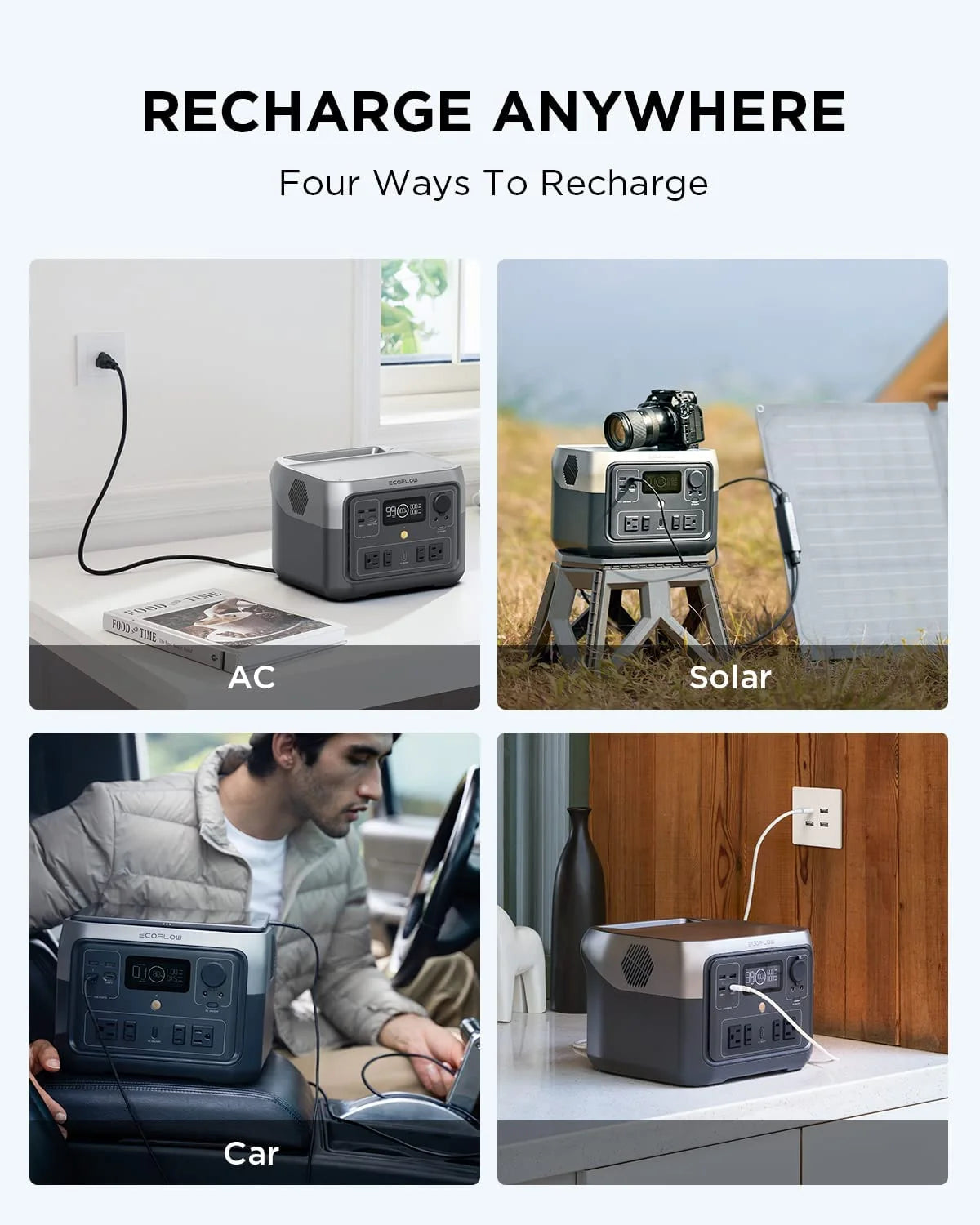 Portable Power Station 512Wh 1000W AC Output Solar Generator J28951