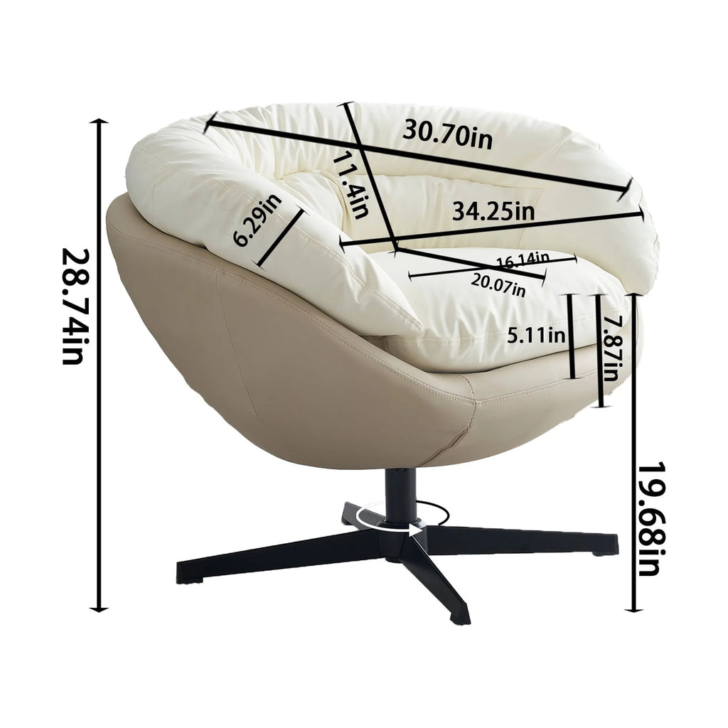 Swivel Sofa Barrel Chair, Two Tone Beige Gray and White M1772