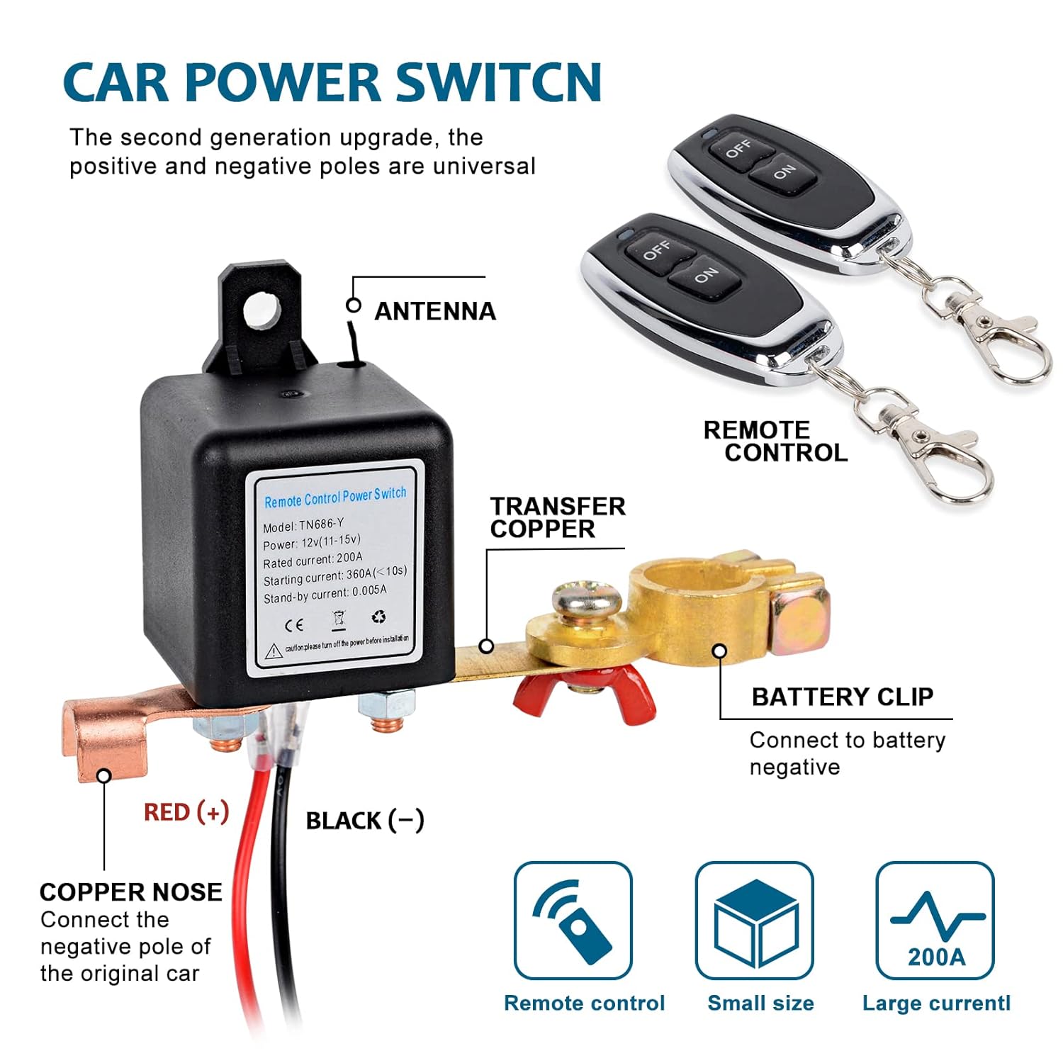 DC12V 200A Electromagnetic Solenoid Valve Battery Disconnect Switch Z70278