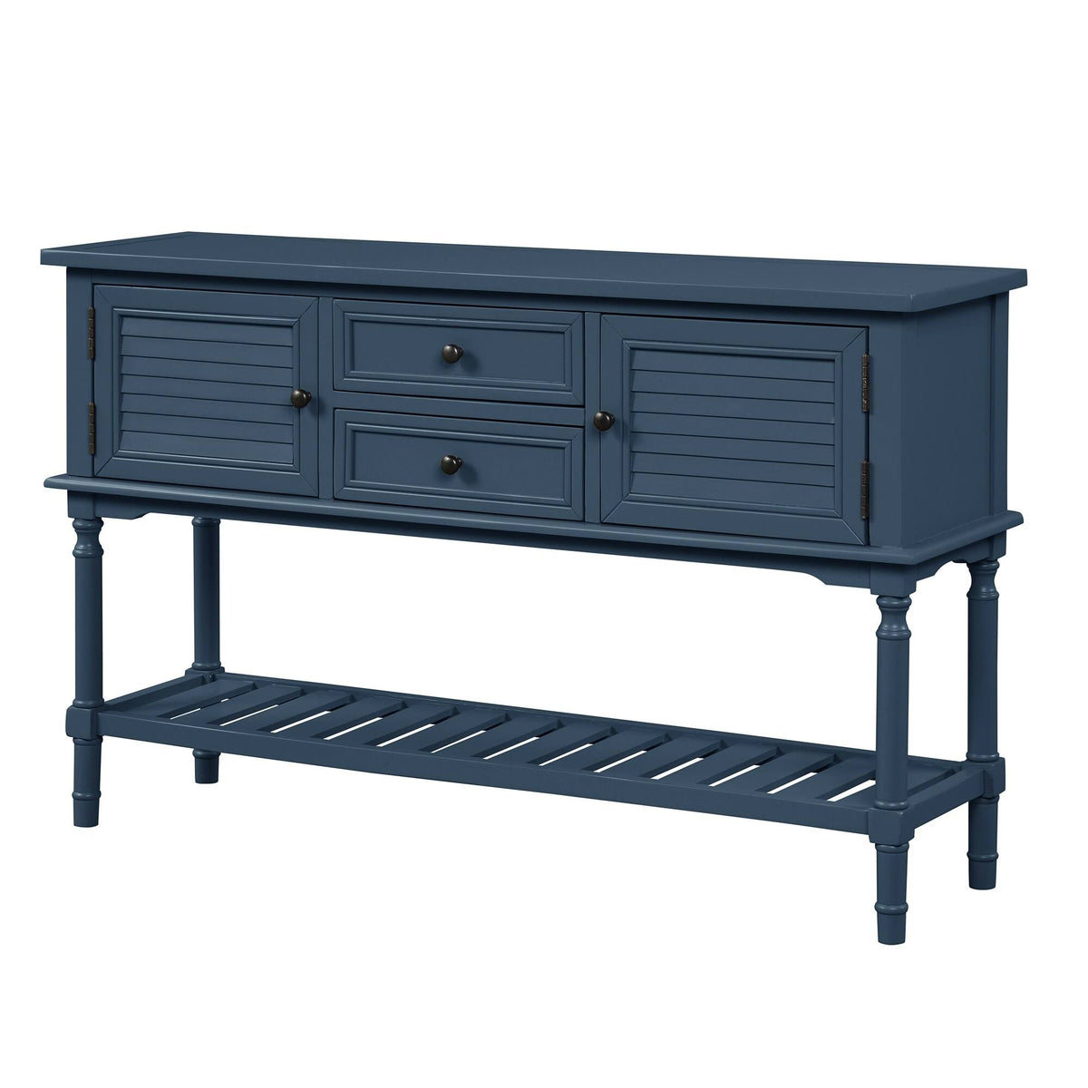 Navy Blue Wood Console Table with 2 Drawer and 1 Shelf C21737