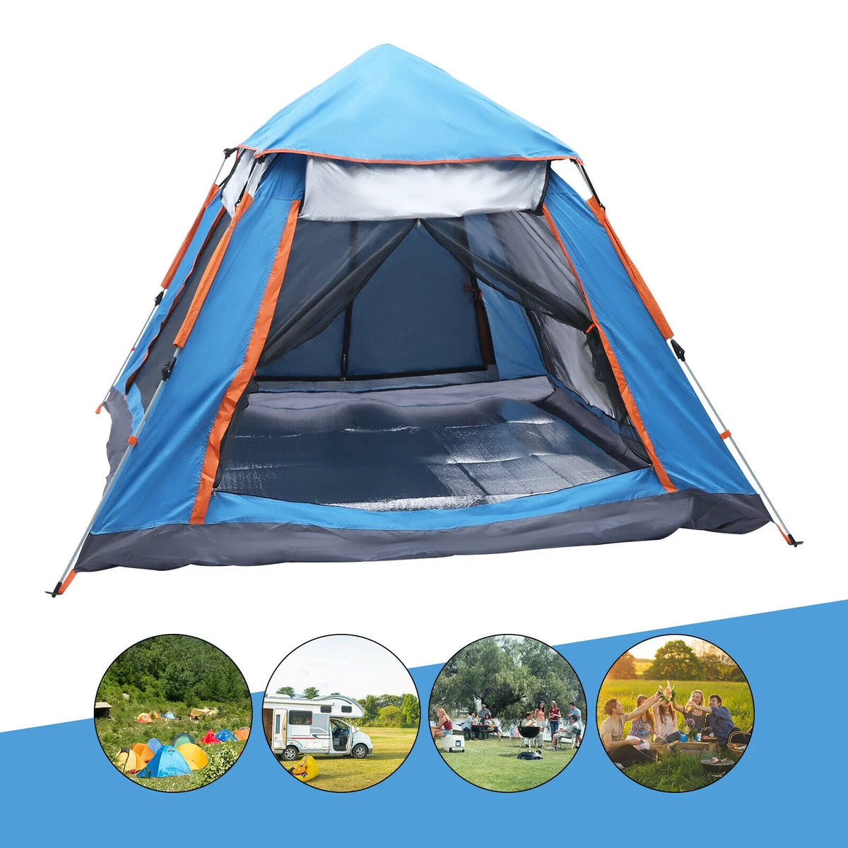 Blue Pop Up Tent for 4-5 Person R42359