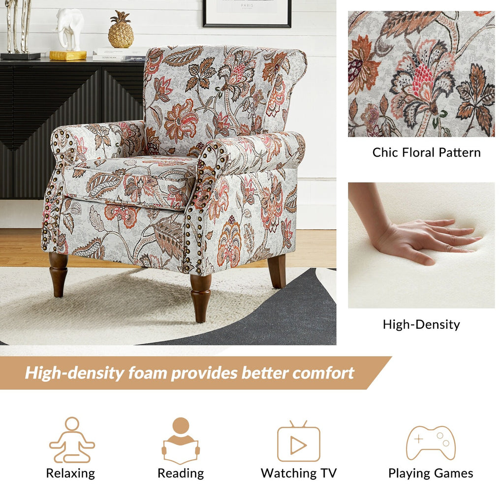 Pink Floral Upholstered Accent Armchair Set of 2 E592937