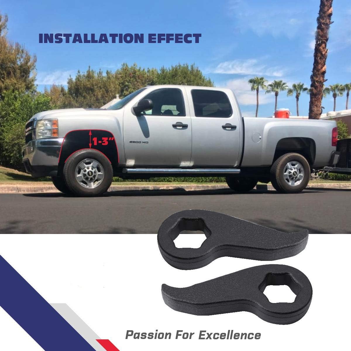 Forged Torsion Bar Key, Adjustable 1"-3" Truck Front Suspension Level, 4WD 8 Lug Pack of 2 W9378