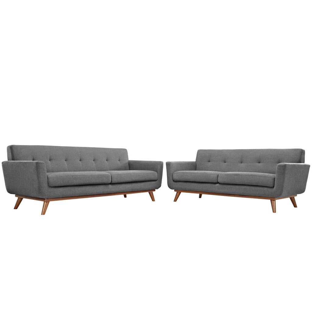 Grey Fabric Loveseat and Sofa Set of Two D258343