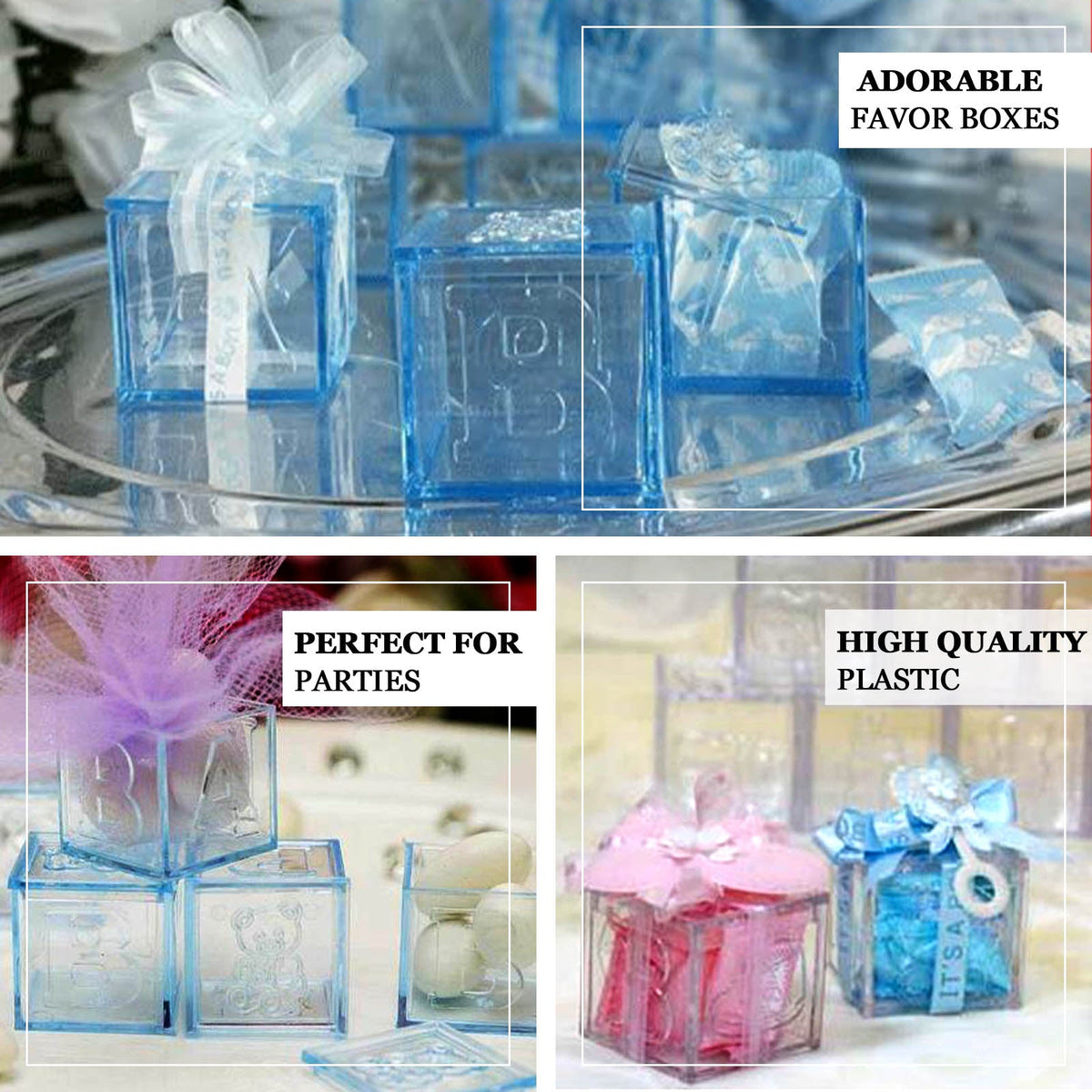 2" Clear Fillable Baby Blocks - 12/pk Q296