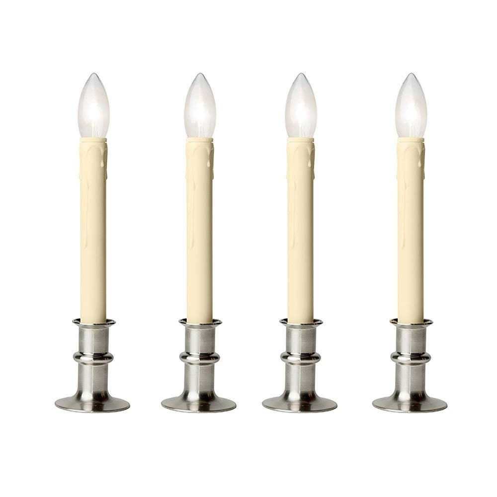 Brushed Nickel LED Adjustable Base Candle 4-Pack V611522
