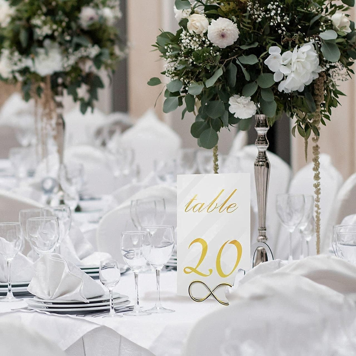 4x6 White and Gold Double Sided Table Numbers with Holders E22907