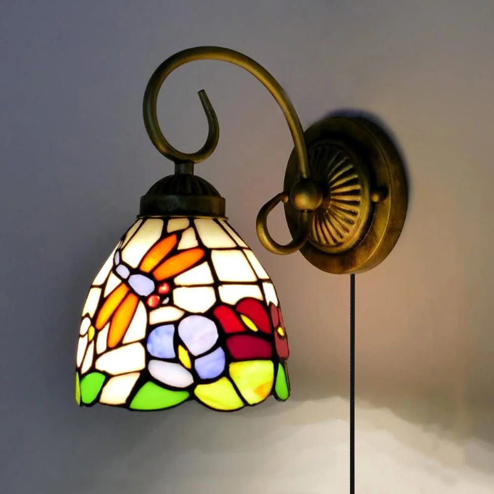 Tiffany Style Dimmable Wall Sconce with Remote Control, Set of 2 J293