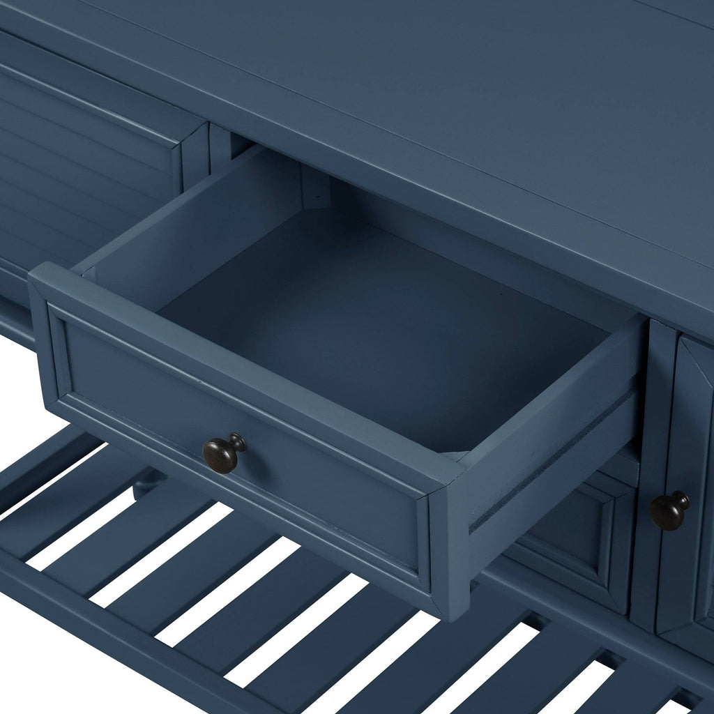 Navy Blue Wood Console Table with 2 Drawer and 1 Shelf C21737