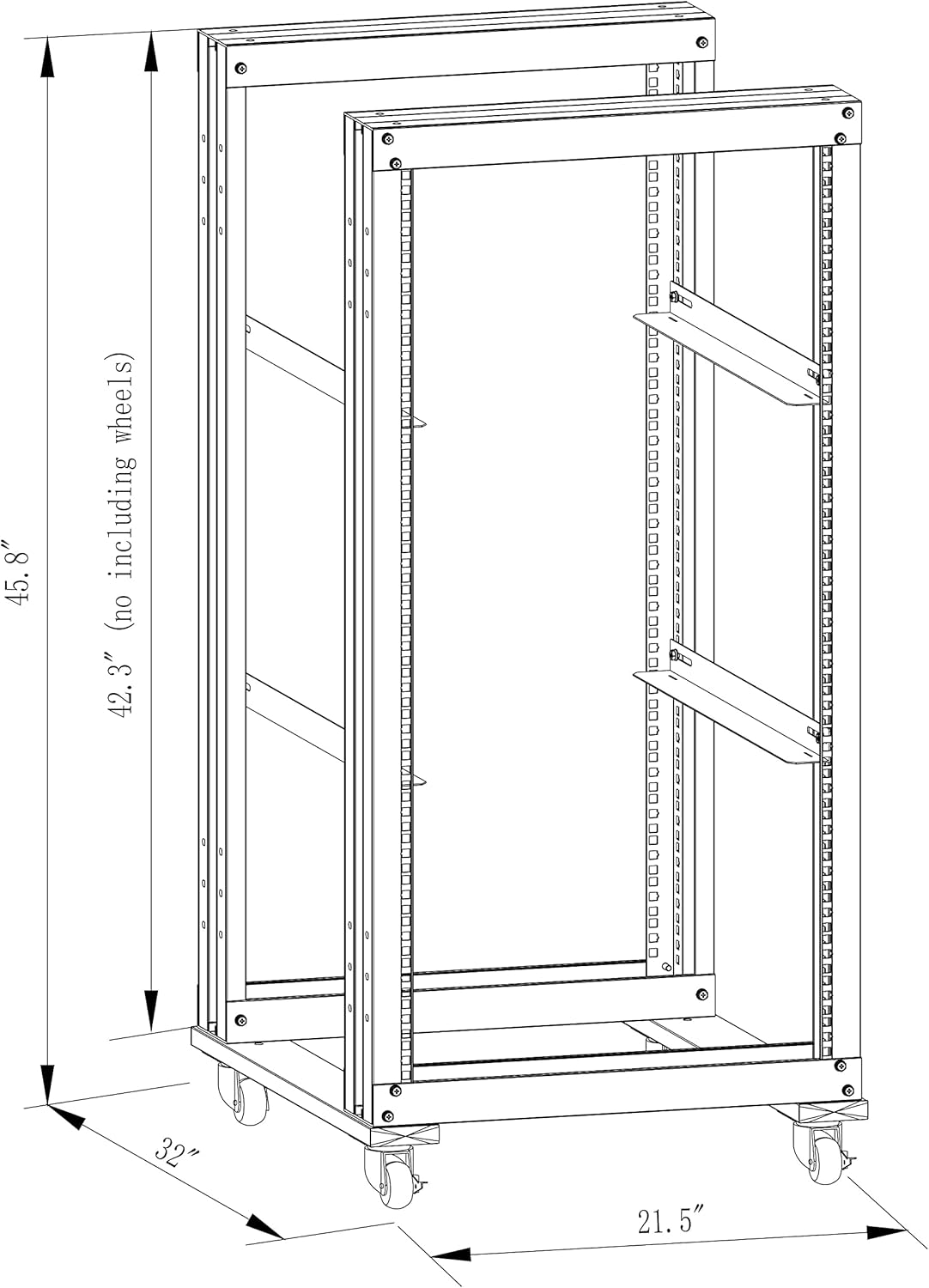 22U 4 Post Open Frame 19inch Server Rack 31" Deep J447