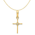 14K Yellow Gold Diamond Cross Pendant Charm with Rope Chain Necklace 20'' Y77684