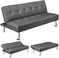Black Faux Leather Convertible Futon Sleeper Bed P379