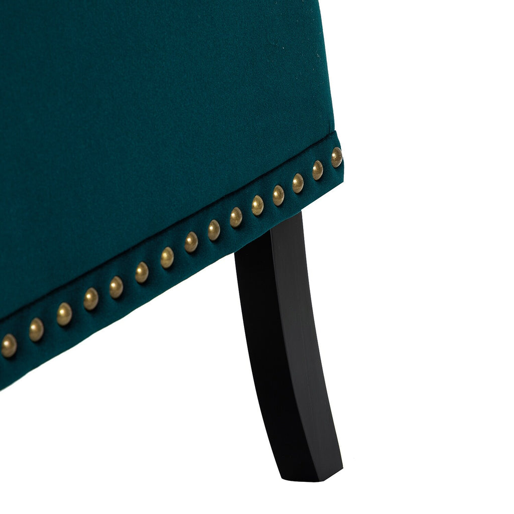 Teal Upholstered Button Tufted Club Chair with Wooden Legs L5227