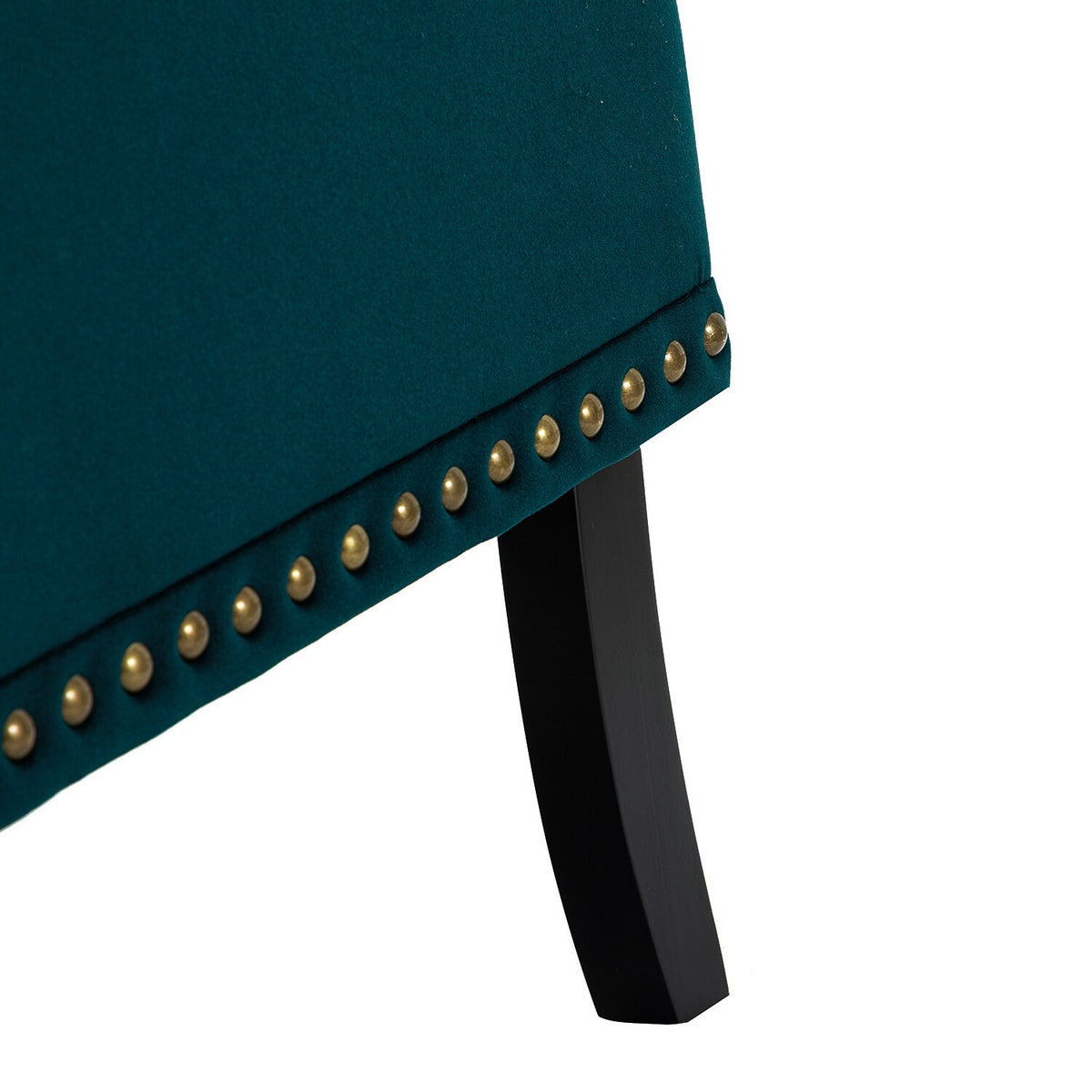 Teal Upholstered Button Tufted Club Chair with Wooden Legs L5227